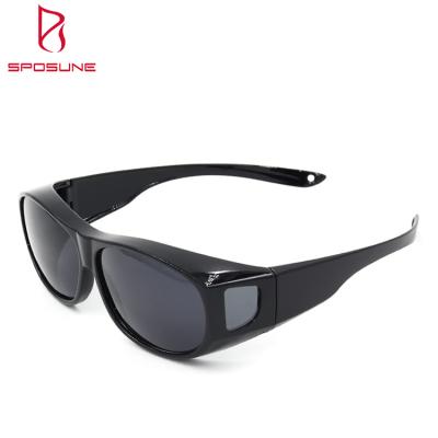 China UV Shiny Black Blue Anti Blocker Polarized Driving Running Fishing Sunglasses Fit Over Glasses for sale