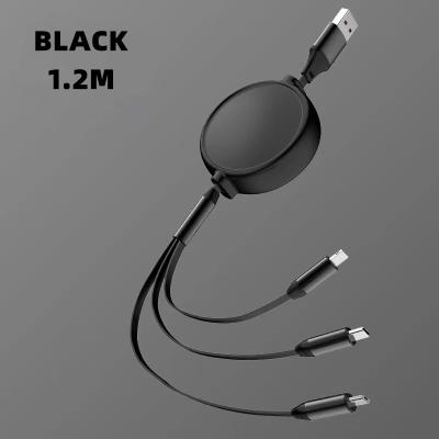 China Multicolor Data Transfer Cable Multi Function Cables with Custom Logo 3 in 1 USB 3A Retractable Fast Charging Data Cable for xiaomi charging cable for sale