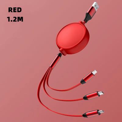 China Wholesale Phone Charger ABS USB 3A Micro Data Transfer Cable Multi Function Fast Charging Flat 3 In 1 Charging Cable Type C USB Cable For iPhone 12 11 X for sale