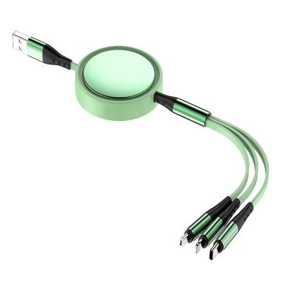 China Cheap Multi Function Data Transfer Cable Good Quality 3 In 1 Usb Cables Fast Telescopic Charging Cable For Type-C Android Usb C I Phone 13 Charger for sale