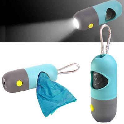 China Sustainable LED Light Dog Poop Bag Dispenser Holder For Dog With Free 15 Pcs Dog Waste Bag for sale