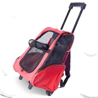 China Sustainable Hot Selling Rolled Large Dog Backpack Trolley Wholesale Pet Rolling Carrier On Wheels for sale