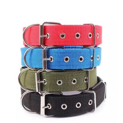 China Viable Fluorescent Camouflage Printing Faux Stone Plain Private Label Embroidered Recycled Dog Collar With Metal Buckle for sale