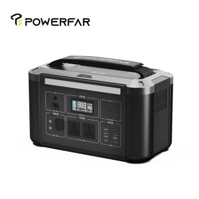 China POWERFAR 189Ah 605Wh Wireless Charging Type-C USB AC 700W Lithium Battery Bank Portable Power Station For Portable Power Pack HN for sale