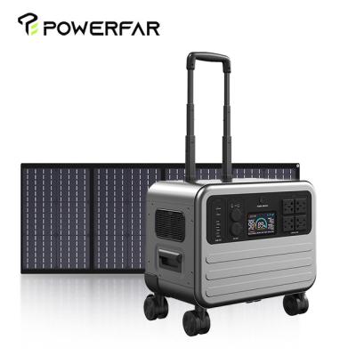 China POWERFAR Cordless Charging Rechargeable Solar Generator With Panel MPPT AC DC 110V 220V Input 2000w 2200w For Home Backup for sale