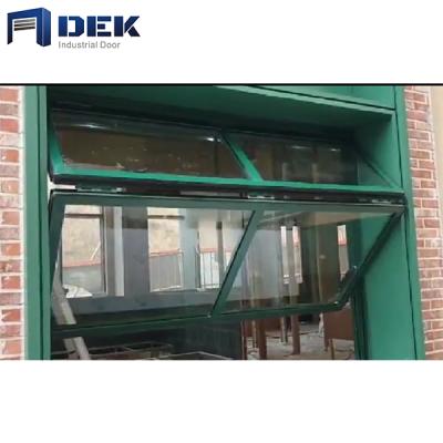 China Aluminum Folding Screen Cafe Shop Vertical Lift Up Bi-fold Glass Window With Grille Design for sale