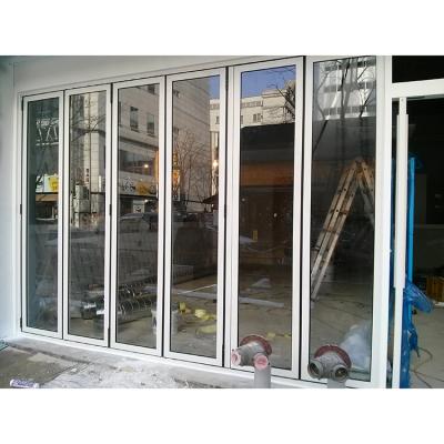 China High Quality Sound Insulation Restaurant Entrance Security Exterior Horizontal Aluminum Sliding Folding Doors Waterproof for sale