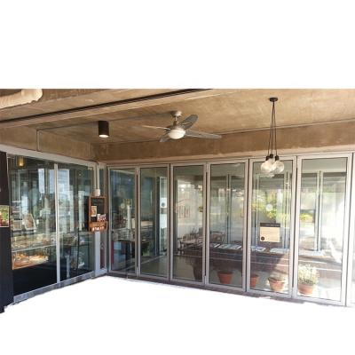 China Modern China Manufacture Customized Waterproof Sound Proof Aluminum Alloy Glass Partition Sliding Folding Glass Door for sale