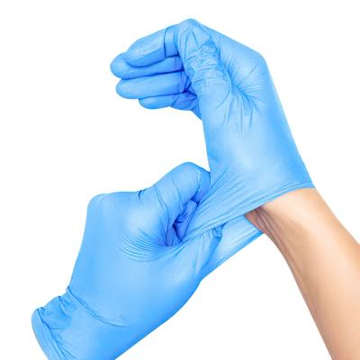 China Cheap Breathable Stretch Hot Powder Free Disposable Blue Nitrile Gloves Manufactures Safety Non Medical Nitrile Gloves for sale