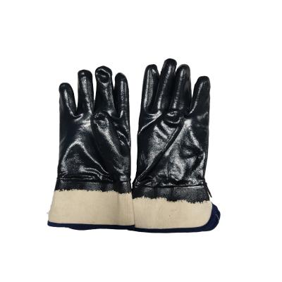 China Wholesale Cheap Black Construction Examination Safety Heavy Duty Dipped Nitrile Coated Work Gloves for sale