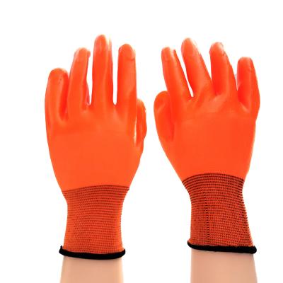 China Soft and comfortable to wear. Chemical-Resistant High Quality Orange Polyester General Maintenance Safety PVC Gloves With Long Sleeve for sale