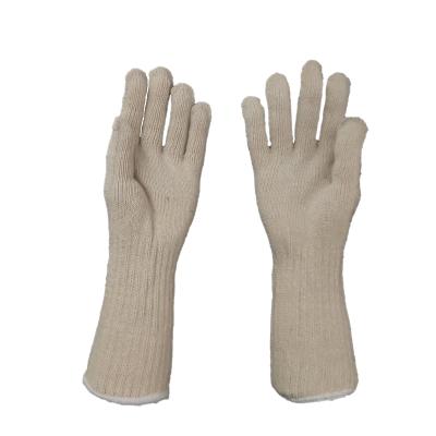 China Hot Selling Polycotton Natural White 7 Gauge Long Sleeve Hand Knitted Polyester Cotton Roping Glove for sale