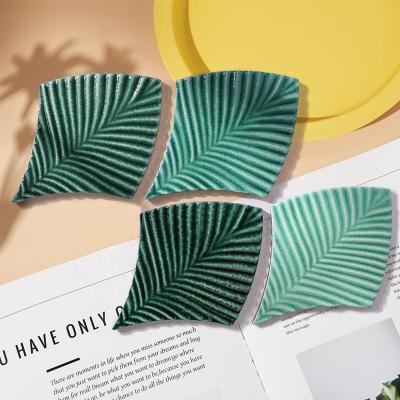 China Concave-convex Handmade Wall Brick Mint-leaves Look MEDITERRANEAN SEA Handmade Wall Brick Interior Home Decorative Wall Tiles Art Tile Bathroom Kitchen Ceramic for sale