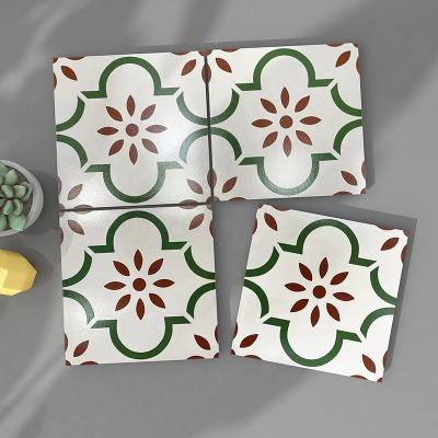 China Nordic Simple Style Matte Glazed Green Colorful Porcelain Tiles 300x300mm Flower Look Home Decoration Floor Wall Non-Slip Ceramic Bricks Small for sale