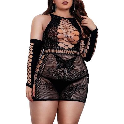 China Women Lace Up Teddy Bodysuit Sexy Lingerie Women Mesh Lace Stockings Sleepwear Babydoll Shirt Dress Teddy Bodysuit Sexy Fishnet Hole Lingerie Sets for sale