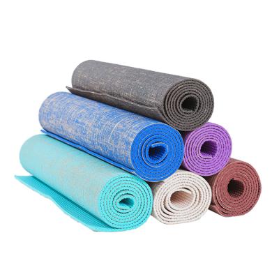 China Eco-friendly Jute Yoga Mats Anti-Slip Custom Printed Yoga Mat PVC Hemp Mat Custom Logo Eco Friendly Jute Yoga Mat for sale