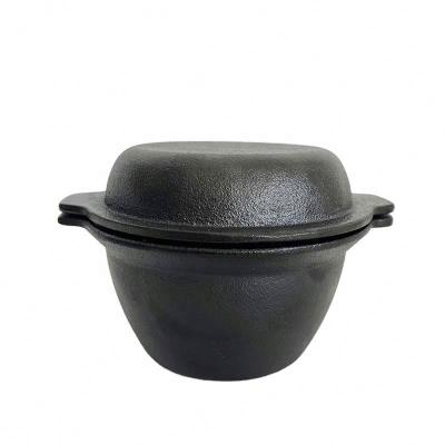 China Wholesale Viable 12cm Small Cast Iron Soup Double Function Pot Oven Dutch Casserole With Frying Pan Lid Cooking Cast Iron Pot for sale