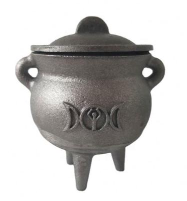 China Small Viable Triple Moon Star Pentagon Metal Cast Iron Cauldron with Lid and Handle 3.5