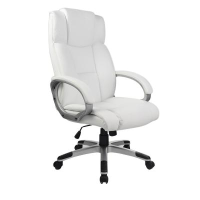 China White PU and PVC Material Modern Style Office Swivel Chair (Height) Adjustable High Back for sale