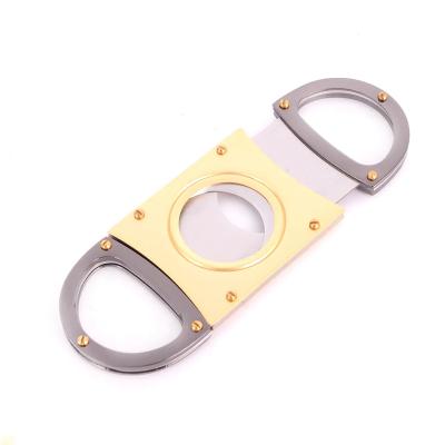 China Portable New Arrival Extended Cigar Cutter Gold Color Football Shape Prestige Double Blade Cigar Cutter for sale