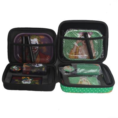 China Durable Wholesale Creative Smoke Kit Portable Herb Grinder Rolling Cigarette Herb Grinder Set With Metal Tray Smoking Box Accessories for sale