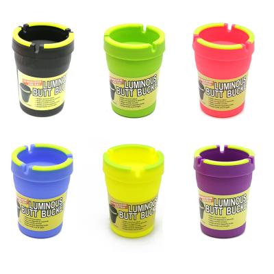 China CLASSIC Wholesale Custom LOGO Plastic ABS Portable Cheap Luminous Butt Bucket Car Ashtray Cup Ashtray for sale