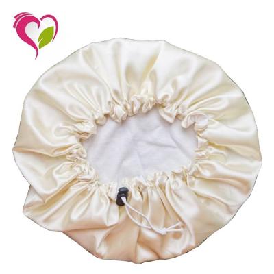 China Customized Reversible Customized Oversized Women Double Layer Satin Hair Hoods Sleep Cap for sale