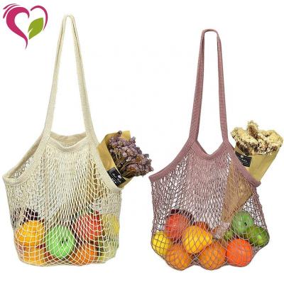 China 100% Reusable Eco Friendly Cotton Fruit Vegetable Grocery Bag Mesh Grocery Bag for sale