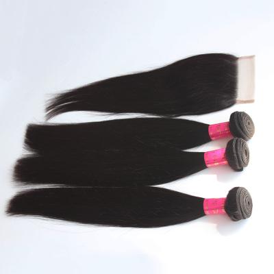 China Cambodian Straight Virgin Hair Wave Bundle Max Hair Silky Straight Unprocessed Virgin Hair Extensions With Lace Closure Wholesale Price for sale