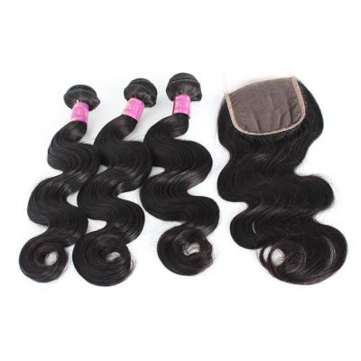 China Unprocessed Raw Human Virgin Human Hair Virgin Body Wave Hair Bundles Brazilian Hair Bundles With Closure for sale