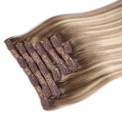 China Straight Double Drawn Cuticle Aligned Raw Clip In Hair Extensions 100% Virgin Hair for sale