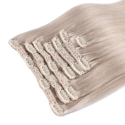 China Straight Wholesale Price Double Drawn Silk Straight Virgin Remy Human Hair Clip On Hair Extensions for sale