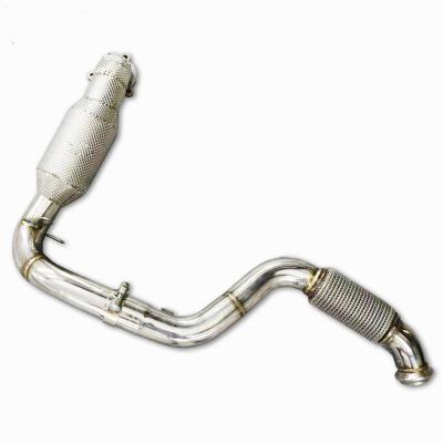 China SUS304 Stainless Steel Downpipe For Mercedes-Benz CLA200 1.6T 2014-2016 Performance Car Exhaust Pipe Stainless Steel Wrapping High Flow Catted Downpipe for sale