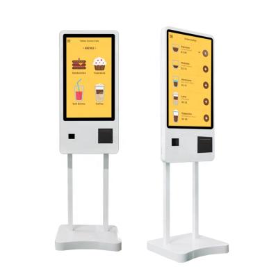 China Metal Case + Tempered Glass Panel 24 Inch Mini Size Restaurant Touch Screen Kiosk Touch Screen Displays With Small Floor Stand For Self Service Payment for sale