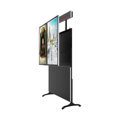 China Indoor Android Digital Signage Dual Screen LCD Video Display Floor Standing Player with windows android system in one machine for sale