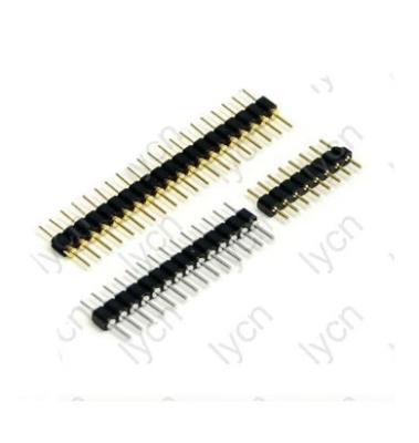 China Strip Solder Type / Right Strip Angle-Solder Type / Gold Plated Male Strip-SMT Type Lycn 1.778mm Round Pin Connector Single Row Solder Strip SIP Right Angle Sleeve Fit Pin Length to customer requirements H3.00 for sale