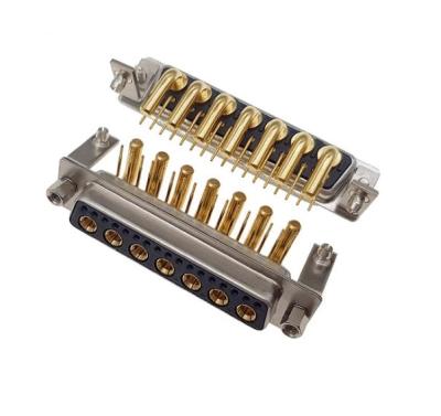 China PCB Lycn High Power Gold Plated Right Angle Pin Combo D-SUB Connector PCB DIP Type With Machine Pin 24W7 Male D SUB Female Connector for sale