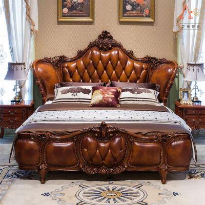 China New Environmentally Friendly high quality Bedroom Furniture Set Royal Luxury hot sale fashion leather bedroom sets à venda