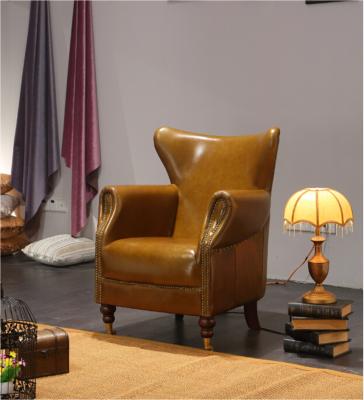 Chine Classic genuine leather American modern style armchair sofa for living room furniture Solid wood à vendre