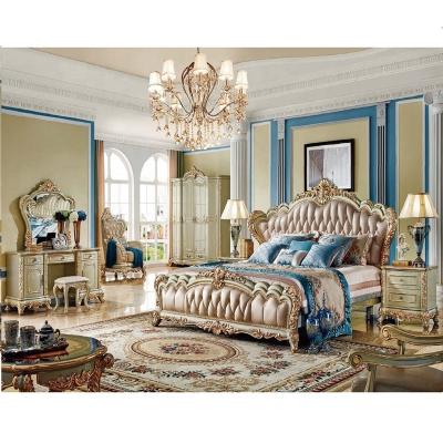 中国 High Quality royal furniture antique gold bedroom sets Luxury european style hotel bedroom sets solid wooden with designs 販売のため