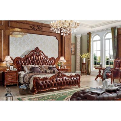 Cina European style apartment bedroom furniture bed set antique classical leather bed bedroom furniture in vendita