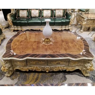 中国 Champagne gold luxury coffee table living room furniture with Modern craftsmanship and Royal design style 販売のため