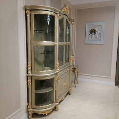 Cina Hot selling classical Champagne gold luxury glass wine bar cabinet with Modern craftsmanship and Royal design style in vendita