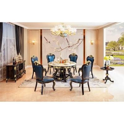 中国 Factory wholesale customization Italy style wooden luxury furniture dinning table set 6 chairs 販売のため