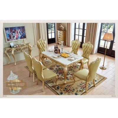 中国 European antique square living room furniture table marble wooden dining table with chair 販売のため