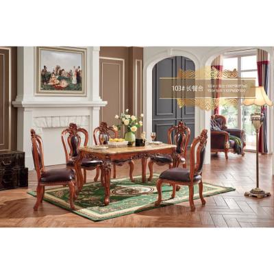 中国 French style square dinning table set 6 chairs solid wood luxury set dinning table and chairs home 販売のため