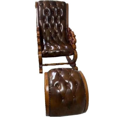 Chine luxury hot sale fashion recliner sofa set Classic leather and wooden soft seat rocking chair with pedal à vendre