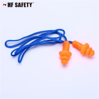 China Eco-Friendly Pure Silicone Comfortable Reusable Silicone Noise Canceling Christmas Tree Earplugs With String for sale