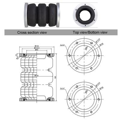 China Rubber Open Triple Complicated Air Spring Bag 3S2300F Diameter 125mm For Air Ride Suspension For 3e2300 Coilover Air Spring for sale