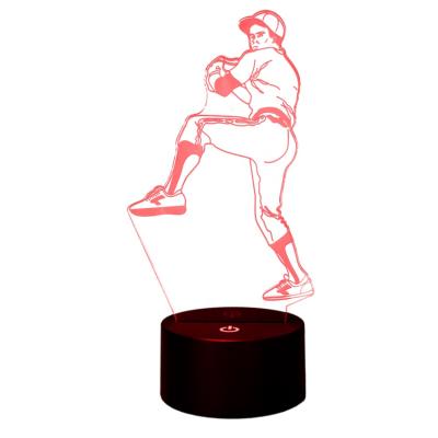 China Modern Simplicity Playing Baseball Night Illusion Lamp 7 Color Changing Led Night Lights for sale